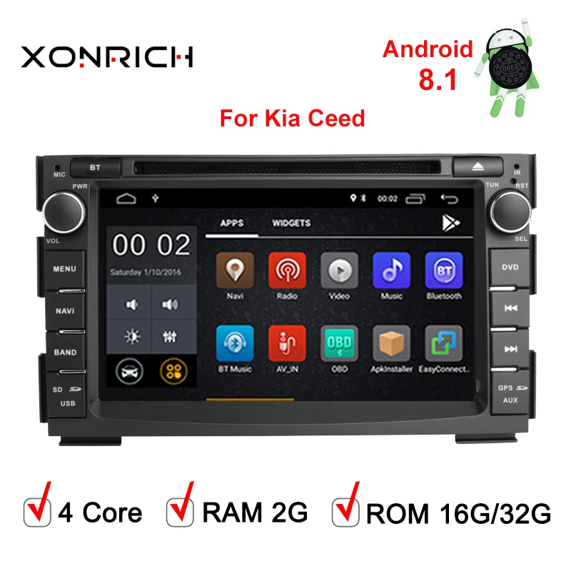 

IPS screen Android 8.1 Automotivo Car DVD Player GPS Navigation for Kia Ceed 2009 2010 2011 2012 with wifi BT Stereo Radio