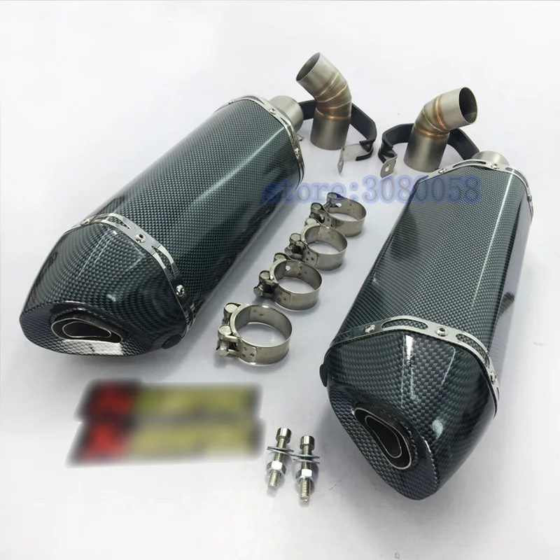 Titanium Inlet 51mm Universal Exhaust Pipe Carbon Fiber moto system pipe+Escape Moto Middle