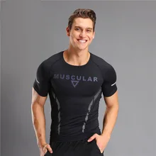 Спортивная мужская одежда coach с коротким рукавом fast dry running T-Shirt, круглый вырез, с цифровым треугольным узором, футболка для тренировок LX