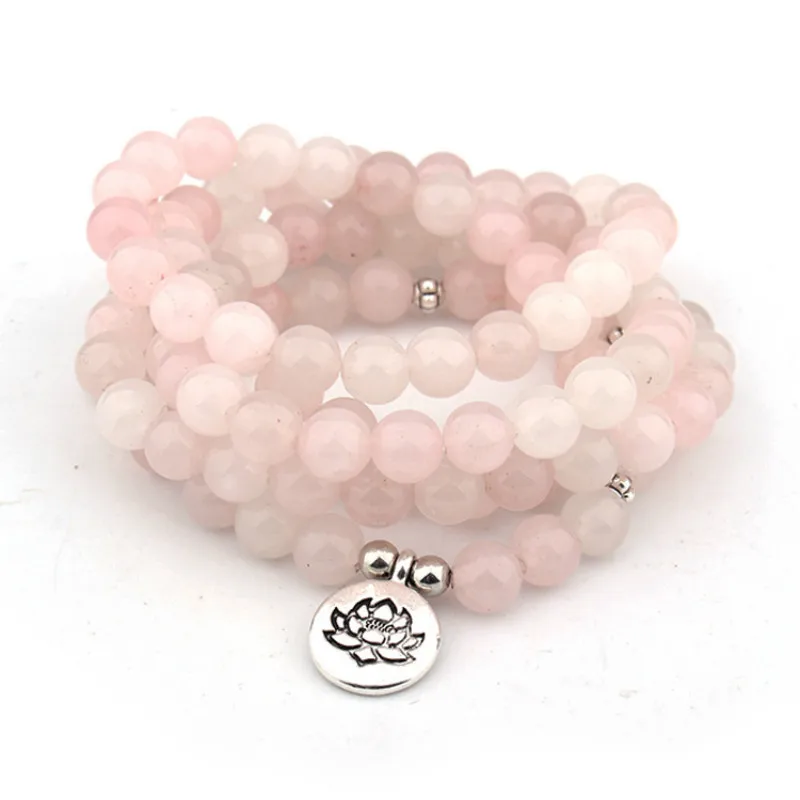 

108 Mala Bracelet for Women Men Buddha Lotus OM Pendant Necklace or Bracelet Crystal Yoga Prayer Mala Warp Bracelet Jewelry