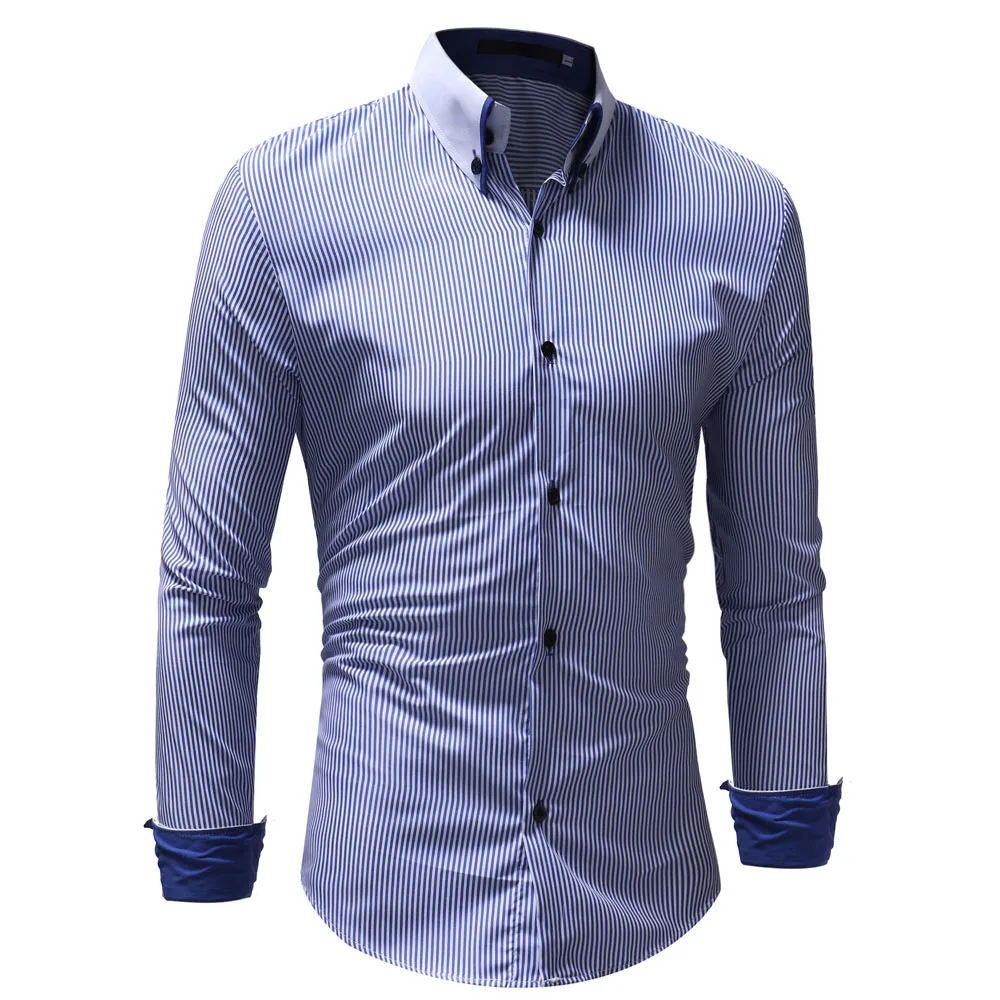 Dress Shirt 2018 Fashion Striped Mens Shirts Classic Stripe Long Sleeve Casual Shirt For Men Slim Fit Male Social Business XXXL