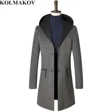 KOLMAKOV новые мужские шерстяные пальто Двусторонняя шерстяная Верхняя одежда с капюшоном Тренч весенние куртки мужские 3XL пальто высокого качества мужские