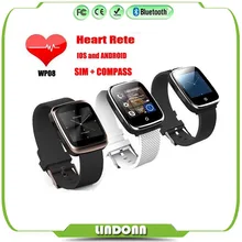 2016 Bluetooth Smart Watch Sport Schrittzähler Kompass Herzfrequenz Sim-karte Smartwatch für IOS und Android Telefon Uhren WP08