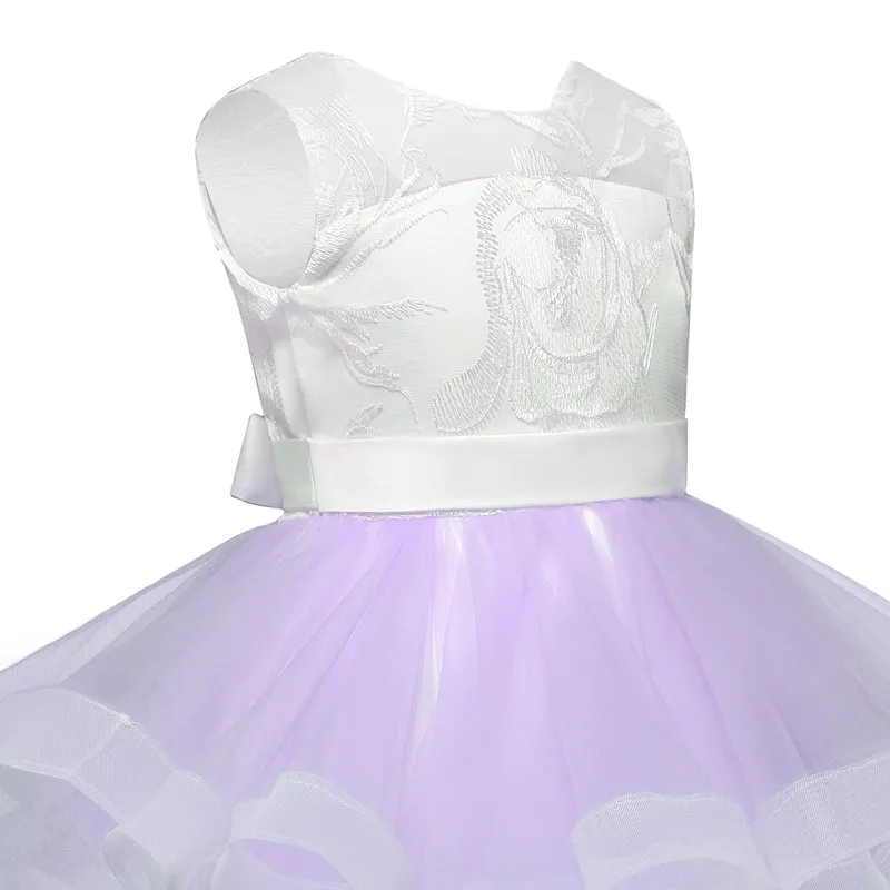 Платье с v-образным вырезом на спине, кружевное платье с цветочным рисунком для девочек на свадьбу платье для церемонии, для девочек, детская одежда в стиле «многослойный пирог» бальное платье Детские платья для девочек Размеры возраст 4-10 лет