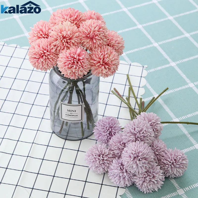 

1pcs Chrysanthemum Flower Ball Bud Fake Flower Branch Home Decor Artificial Flowers For Wedding Birthday Party Decorations