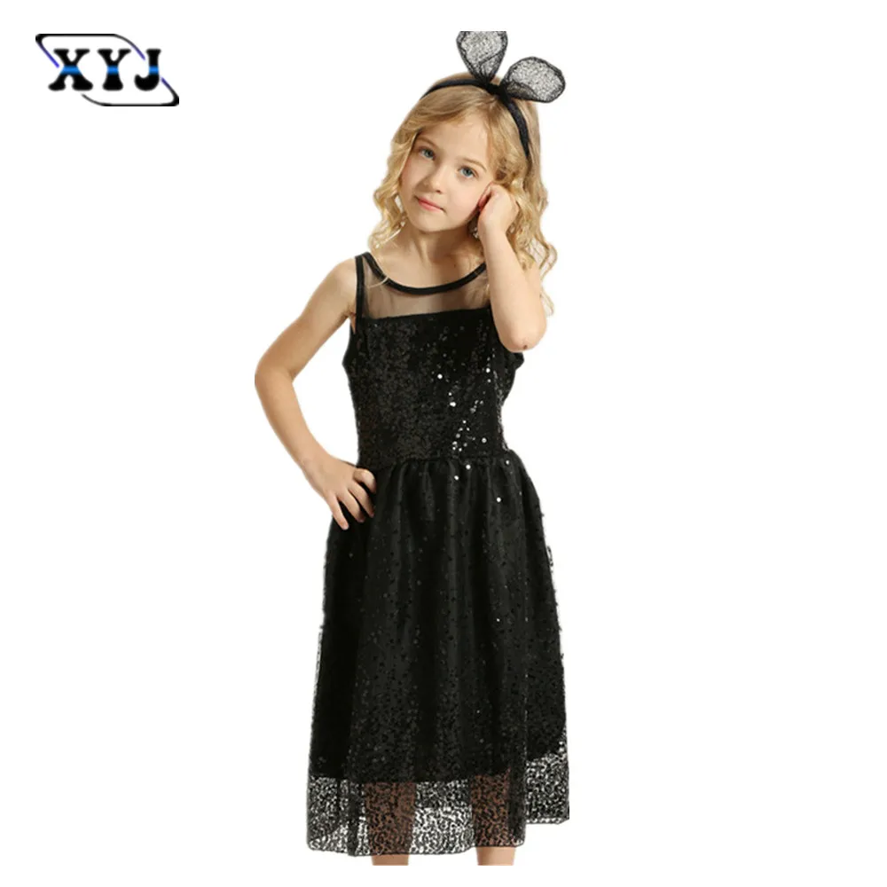 2017 Children Girls Summer Party Dress Girls Black Dresses For Party
