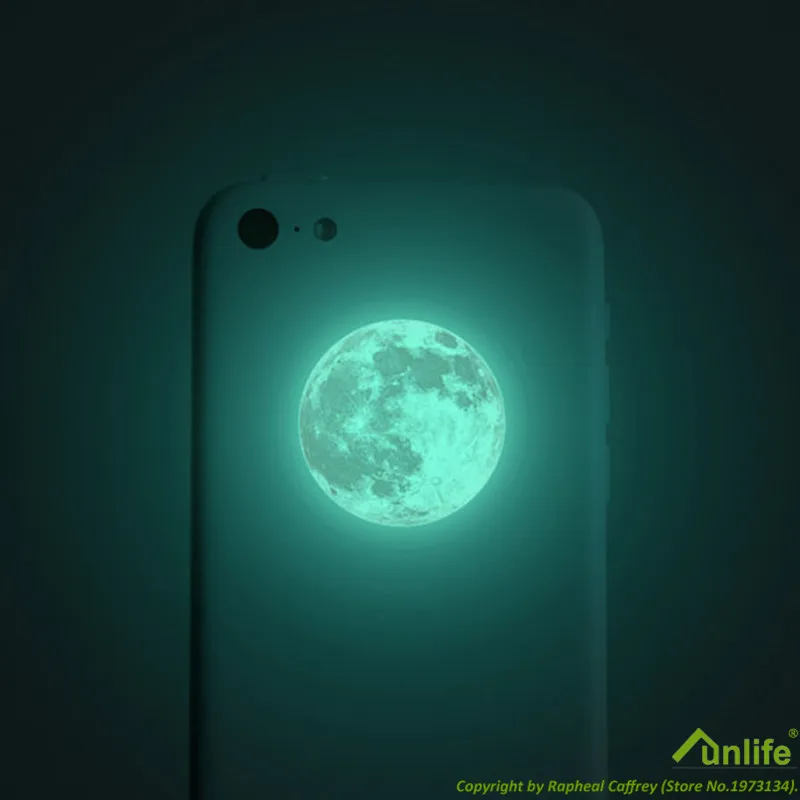 6 шт. светящиеся наклейки для ноутбука Funlife(TM) 5 см|glow in dark moon|glow darkglow the |