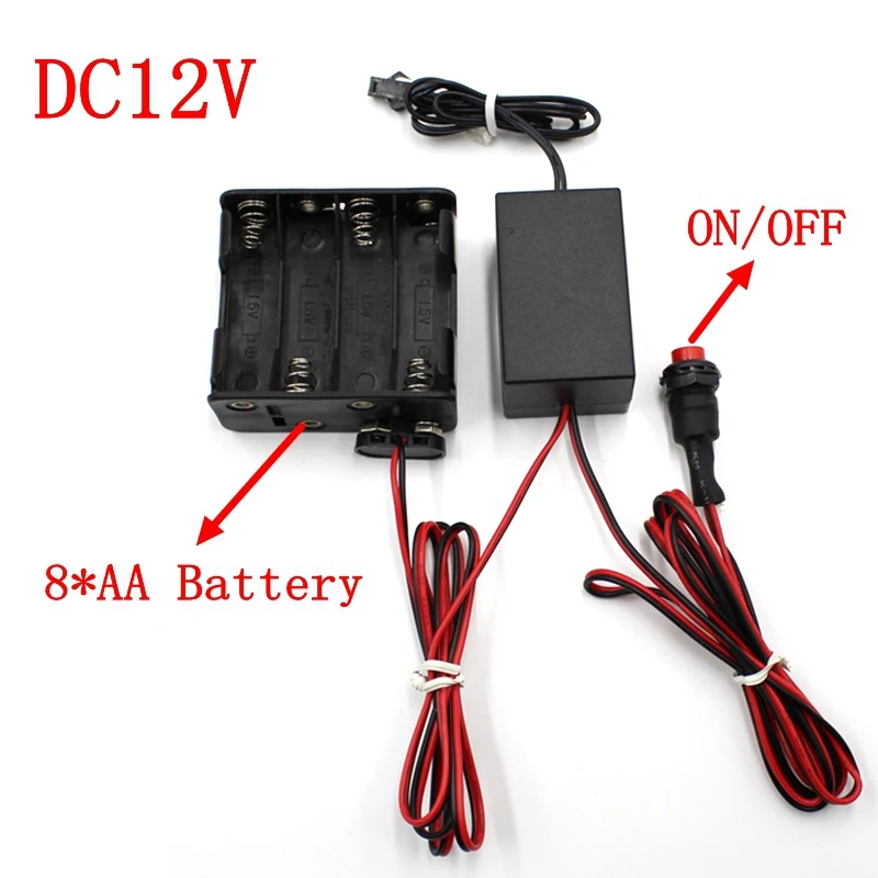 DC12V 8* AA батарея питание адаптер драйвер контроллер инвертор для 1-15 м электролюминесцентный провод el светильник, DC В AC