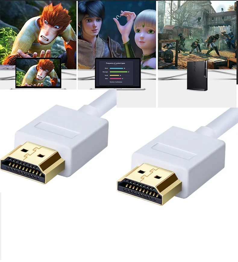 Ультра тонкий профиль Белый HDMI кабель 1 м 2 м 3 м 5 м высокая скорость с Ethernet Поддержка HDMI версии 1,4, 1.4a, 1,3 Совместимость