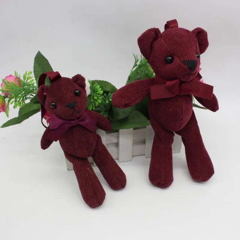 Luxury Bowtie Teddy Bear Dolls Toys Corduroy Stripe Bear Cloth Doll Small Key Bag Pendants Wedding Party Flower Decor 1418cm 10pcs (7)