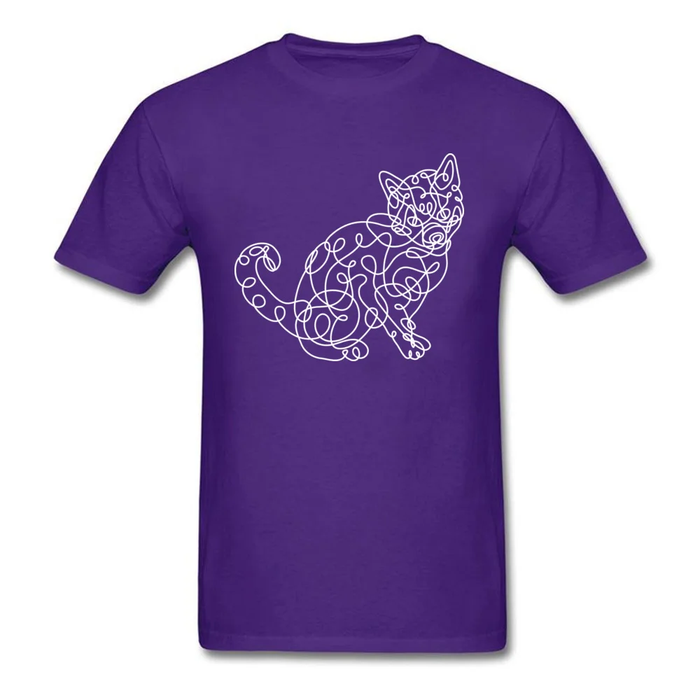  3D Printed Tops Tees High Quality Short Sleeve Man T-shirts TpicOriginaltitle Funny Father Day Tops & Tees Round Neck Cat spontaneous line style purple