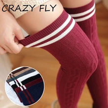 Магазин Crazy Fly, сексуальные гольфы, длинные красные, белые, черные хлопковые полосатые гольфы, Повседневные Дышащие женские гольфы