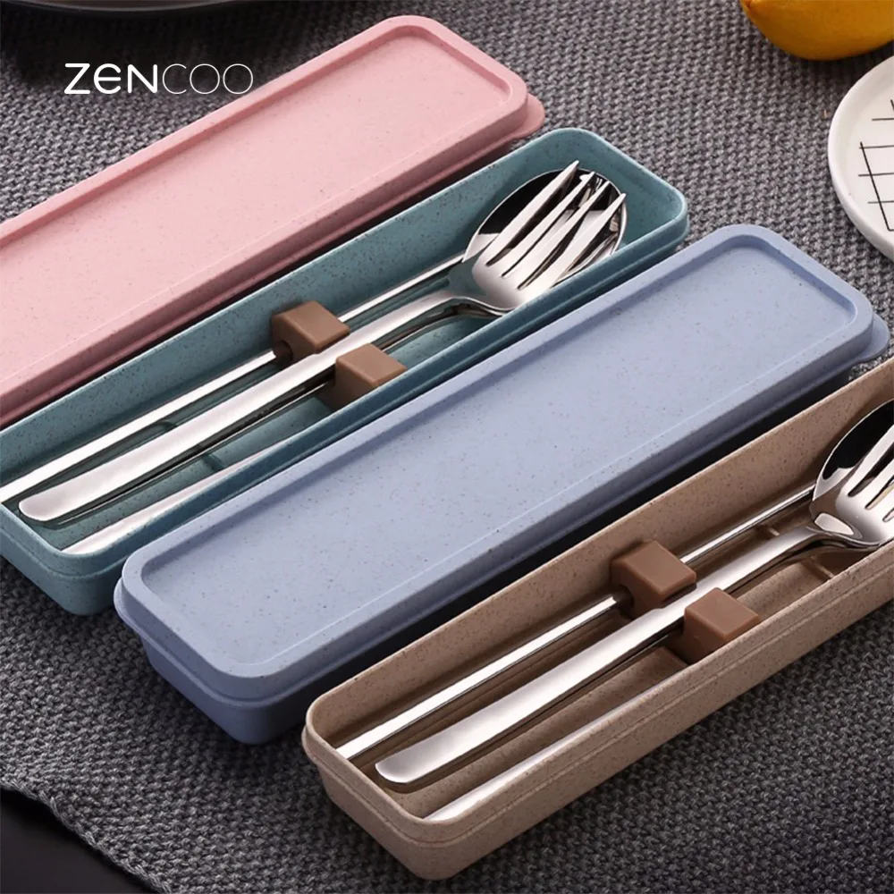 ZENCOO Portable Stainless Steel Travel Cutlery Kit Flatware Set Spoon