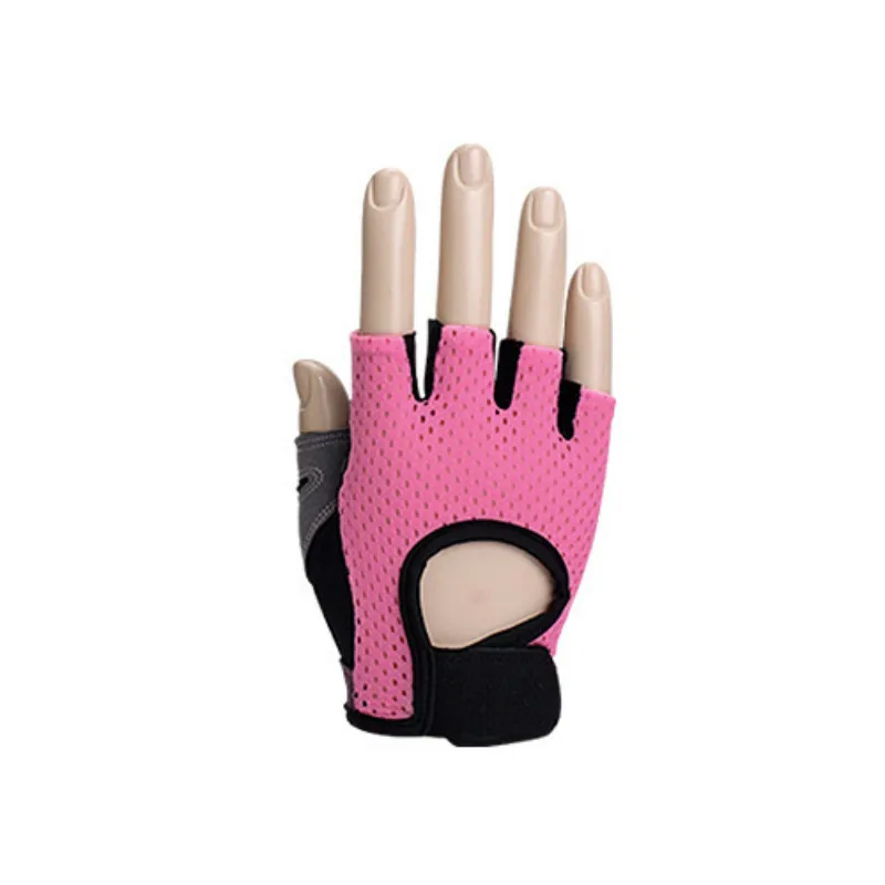 Унисекс, для сенсорных экранов, велосипедные перчатки, дышащие велосипедные перчатки, перчатки для активного отдыха, походов, мотоциклистов, спортивные перчатки на половину пальца - Цвет: Розовый