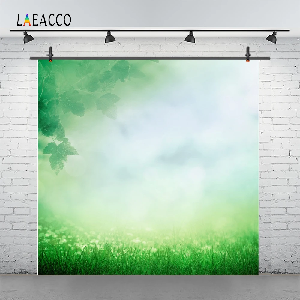 Laeacco Grass Green Leaves Fresh Hazy Baby Newborn Photography Backgrounds Customized Photographic Backdrops For Photo Studio