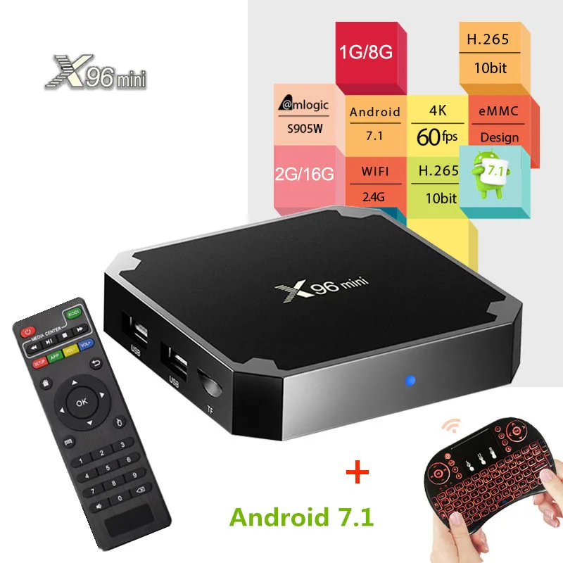 Новый X96mini TV Box X96 Android 7 1 Smart Amlogic S905W четырехъядерный 2 4 ГГц WiFi 1G8G/2G16G Wifi 4K HD