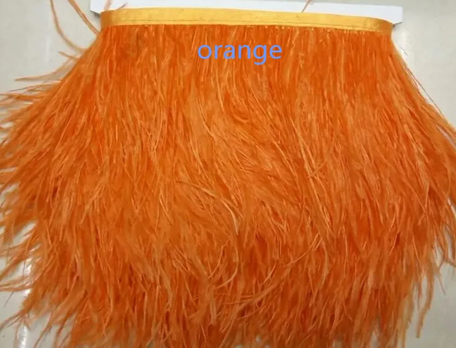 2 ярдов/партия, высокое качество, натуральные страусиные перья, кружевное украшение, 3-4 дюйма/8-10 см, широкий выбор цветов на выбор - Цвет: orange