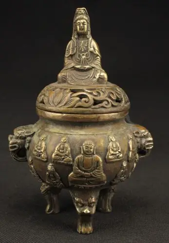 

Изысканная декоративная ручная работа, старинная лампа для благовоний Kwan-yin