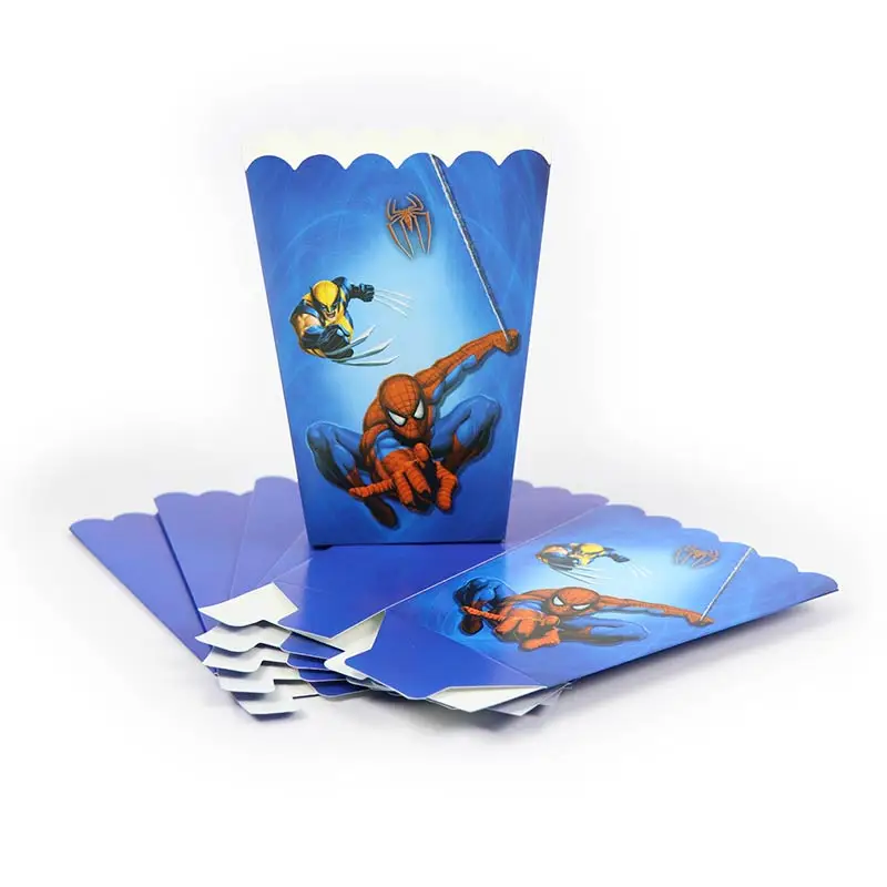 

6pcs/set Cartoon Pattern Spiderman Candy Popcorn Boxes Birthday Party Wedding Candy/Sanck Favor Bags Paper Chritmas Gift Bag