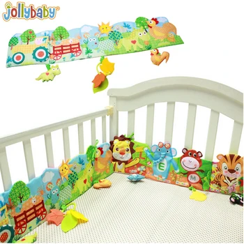 

1pcs Jollybaby Baby Bed Crib Bumper Cartoon Animal Cloth Book Educational Knowledge Around Multi-touch For Fun Plush Toy with Te