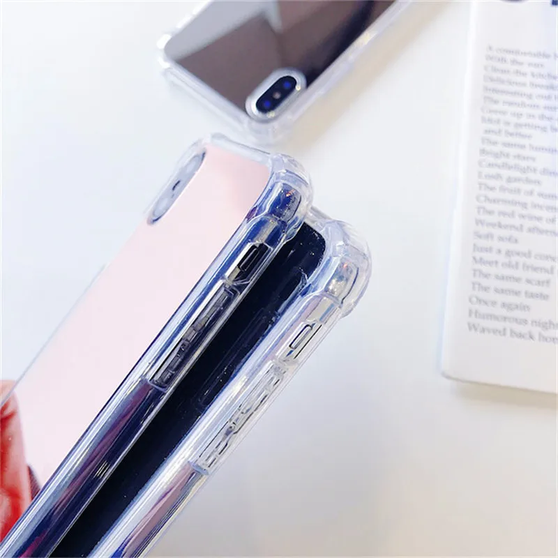 LUDI Fashion Mirror Hard Phone Case for iphone 7 8 6 6s Plus Anti-knock Back Cover for iphone X Case 4