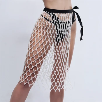 

Summer 2019 fashion sexy hollow-out Skirt open fork Solid color lady's skirt nightclub Costume For Women Summer Beachwear Cloth