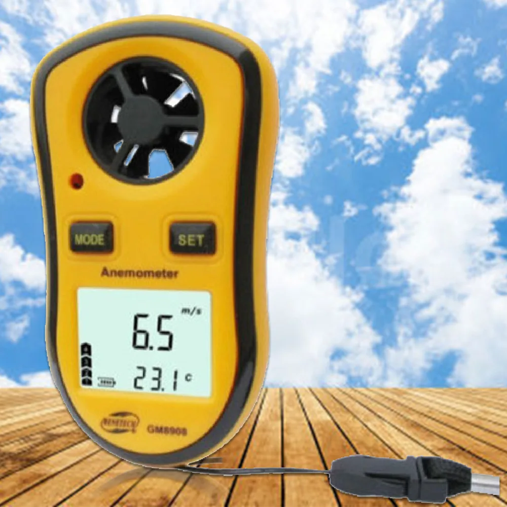 

Real Digital Tachometer Gm8908 Handheld Air Wind Speed Scale Gauge Meter Digital Anemometer Thermometer