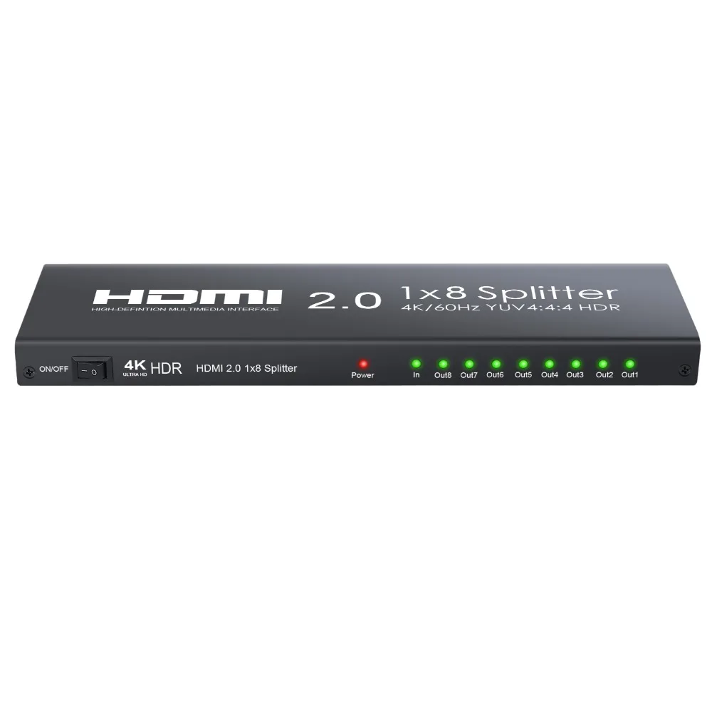 Proster HDMI 2.0 Splitter 8 Way HDMI Splitter Support 4K HDR 1 in 8 out HDMI Distribution Amplifier for Xbox One X PS4 Pro Sky