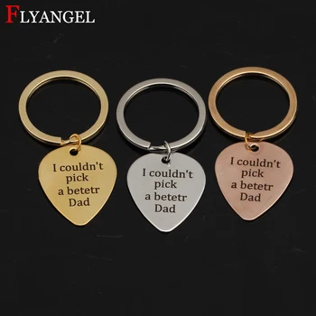 

Fashion Hand Stamped Guitar Pick I Couldn't pick a better Dad Heart Jewelry Men Keyring Stainless Keychain Father's Day Gift