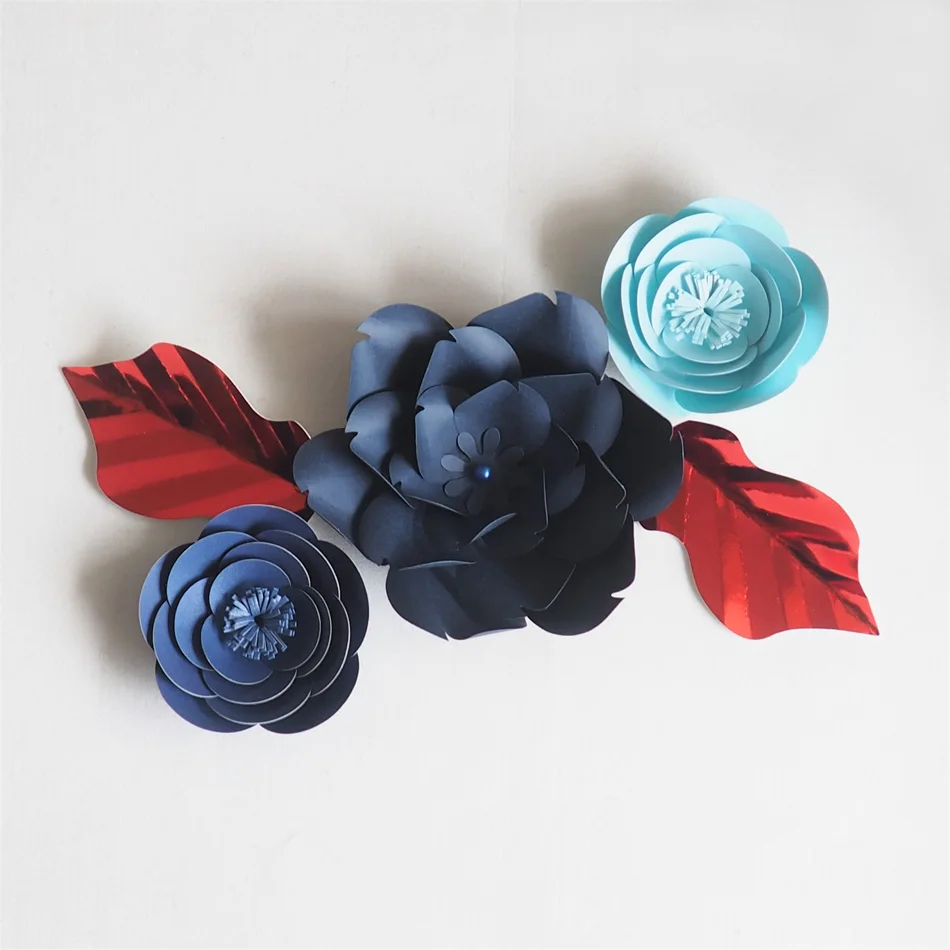 Diy Giant Paper Artificial Flowers Wedding Fleurs Artificielles Backdrop Artificial Rose 3pcs+2
