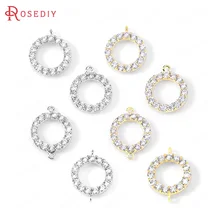35442) 6 шт 24K золото цвет латунь и циркон круглый круг соединить Подвески высокого качества Diy ювелирных изделий Аксессуары