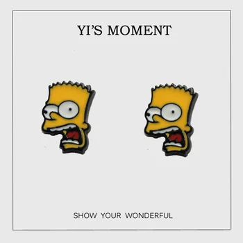 

Enamel zinc Alloy metal Bartholomew Simpson stud Earring fashion Cartoon The Simpsons Earings for kids