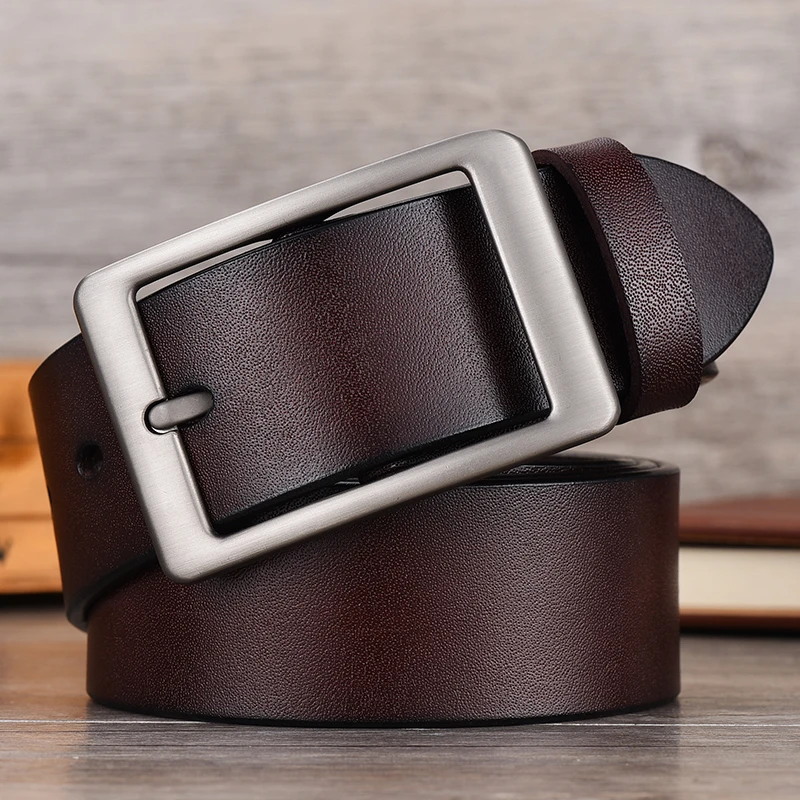 

Men Leather Fashion Business Retro Punk Belt Belt Alloy Pin Buckle Men's Leather Youth Jeans Wild Belt High Quality Luxury Strap