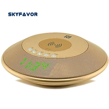 Alarm Clock display wireless bluetooth speaker qi wireless charger fm radio Hands-free power bank NFC TF AUX portable bluetooth