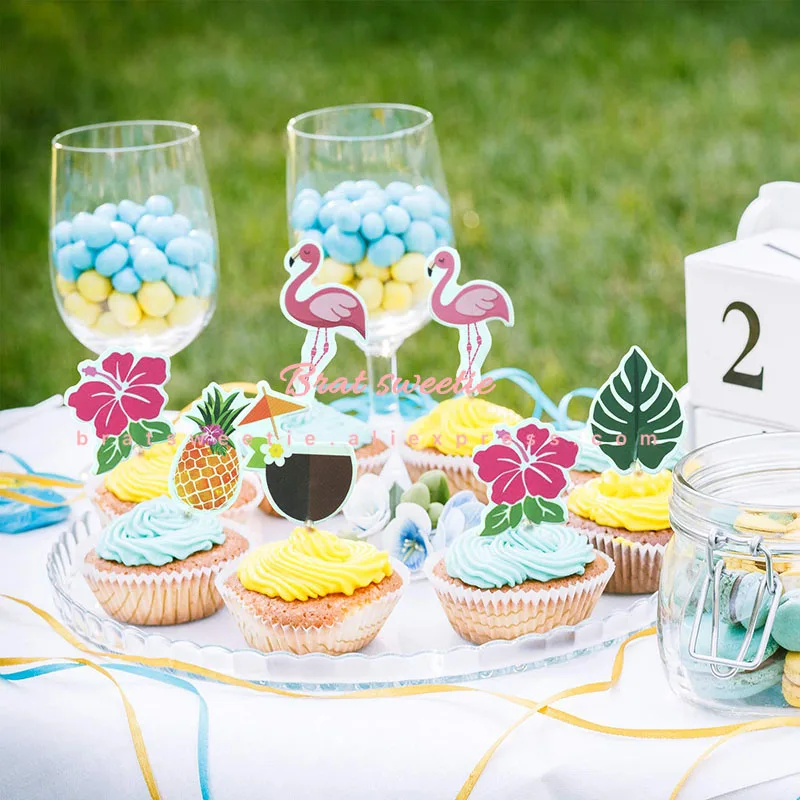 Flamingo Party Balloons Paper Plates Girl 1st Birthday Party Decorations Kids Tropical Summer Hawaiian Party Tableware Supplies