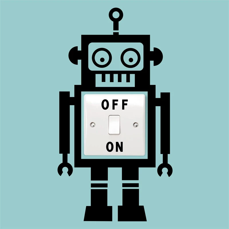 ロボット面白い黒壁のステッカー光スイッチデカール環境に優しいpvc壁壁画アートホームインテリアリムーバブル壁紙寝室キッズ Wallpaper Squares Wallpaper Wall Decorwallpapers Samsung Aliexpress