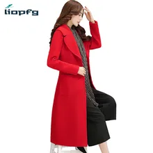 Women s Brand 2017 New Winter Coat Plus Cotton Long Woolen Jacket Suit Collar British Temperament