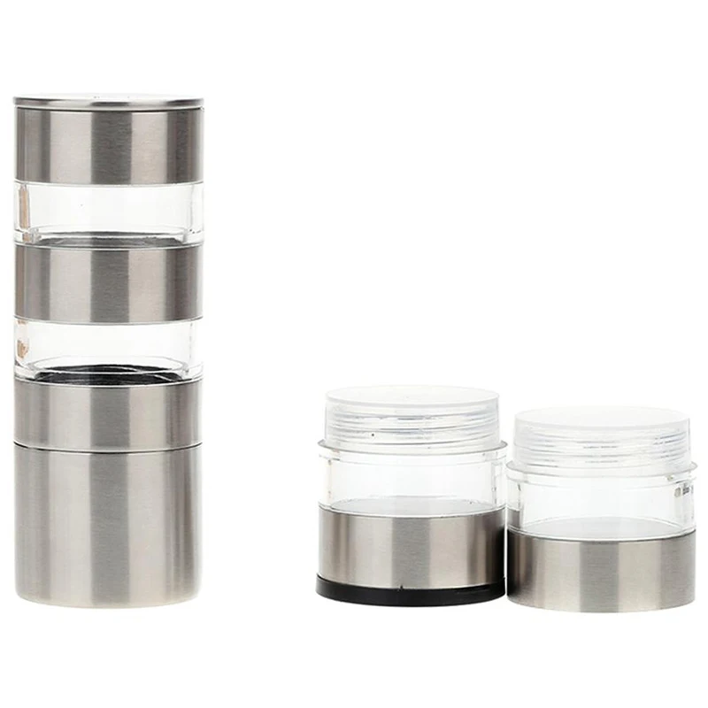 Silver Ручная мельница для соли и Peper из нержавеющей стали, многослойная мельница для перца, мельница для соли и Peper с регулируемой грубостью - Цвет: Silver