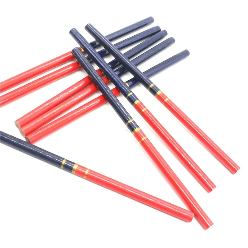 10 шт./компл. круглой проволоки Плотницкие карандаши голубого и красного цвета, на деревообрабатывающий Core маркер