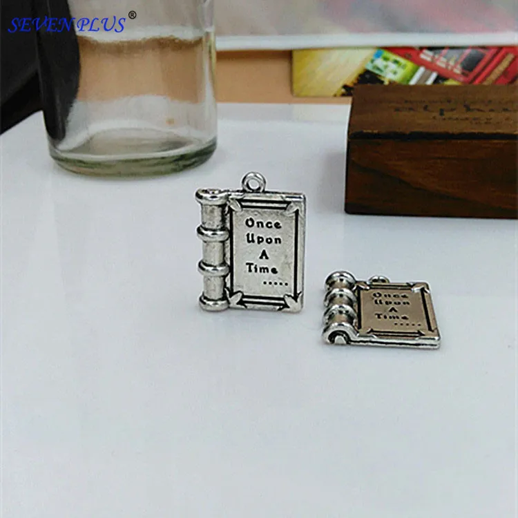 

High Quality 10 Pieces/Lot Two Size Antique Silver Plated Diary Storybook book books Charm For Jewelry Making