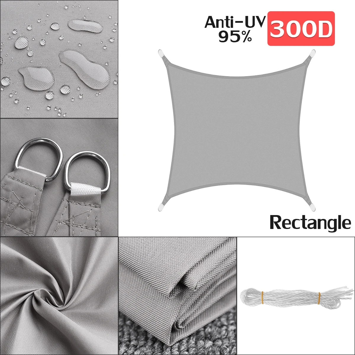 رمادي ساحة 3x3/4x4 متر قابل للسحب الشمس الظل المأوى 160GSM HDPE Farbic في حديقة المظلة مظلة ظلة رمادي ساحة 3x3/4x4 متر قابل للسحب الشمس الظل المأوى 160GSM HDPE Farbic في حديقة المظلة مظلة ظلة
