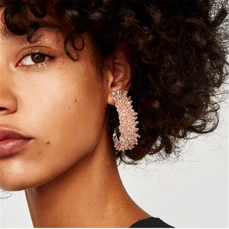 

JURAN 5 Colors Tassel Earrings Bohemia Big Stud Earrings For Women Statement Fringe Earrings Geometric Jewelry