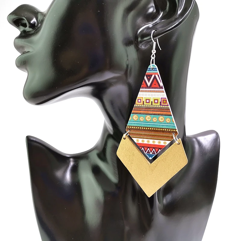 

YD&YDBZ Rhombus Drop Earrings For Women Wood Jewelry Gothic Geometric Long Earrings Wholesale Jewelry Birthday Gift 2019 Fashion