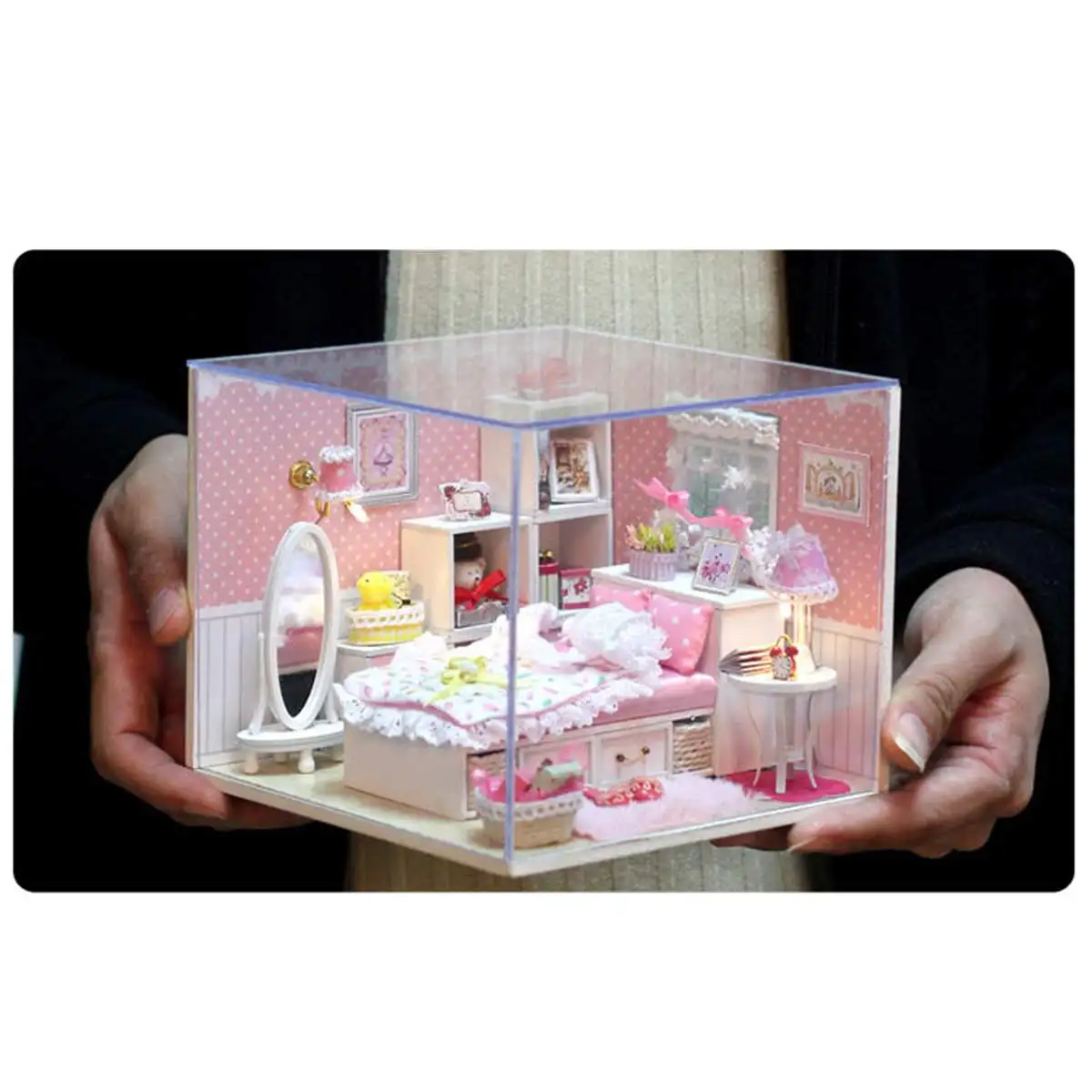 3D Деревянный кукольный дом мебель DIY Миниатюрная модель пылезащитный чехол Музыка Светодиодный кукольный домик игрушки для детей Рождественский подарок на день рождения