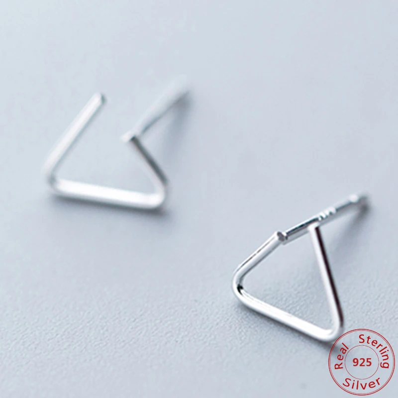 

Fashion Retro Earrings Real 925 Sterling Silver Triangle Earrings Women Jewelry Geometric Earrings Wholesale
