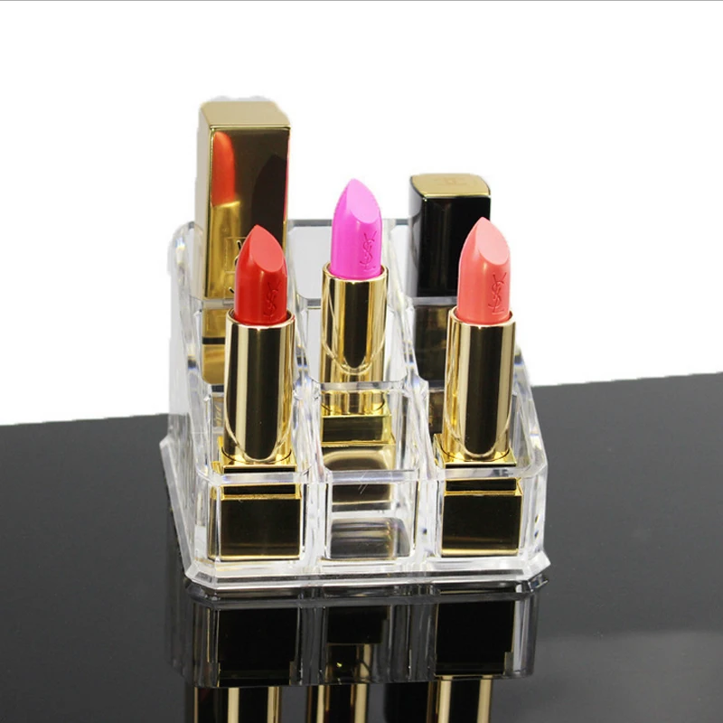 Прозрачный акриловый Органайзер для губной помады с 9 отделениями|cosmetic organizer makeup