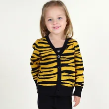 Детский свитер однобортный Кардиган с леопардовым принтом для маленьких девочек и мальчиков, Свитера хлопковая трикотажная блузка с принтом Тигра для девочек