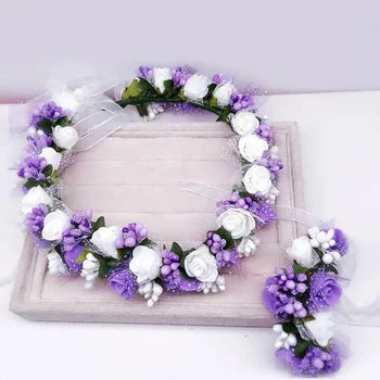 

Bride wreath headdress fashion bridesmaid wedding party performance travel hand photography photo decoration artificial flower
