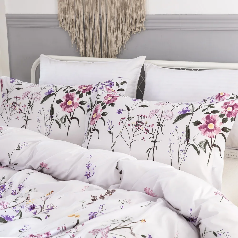 Bonenjoy, белый цвет, комплект постельного белья, King size, стеганый, с цветочным принтом, покрывало, Комплект постельного белья с наволочкой, с цветочным рисунком, двойное постельное белье