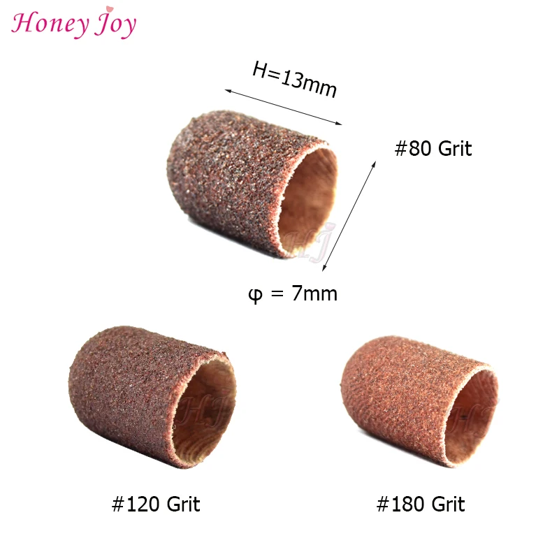 Billige 50 teile los Professionelle Größe 7x13mm #80 #120 #180 Grit Schleif Kappe Nagel kunst Schönheit Werkzeuge Zugang für Pediküre Nagel Bohrmaschine